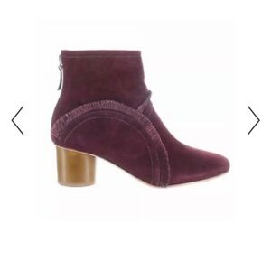 Bernado Purple Fringe Rounded Heel Ingrid Bordeaux Suede Boots
